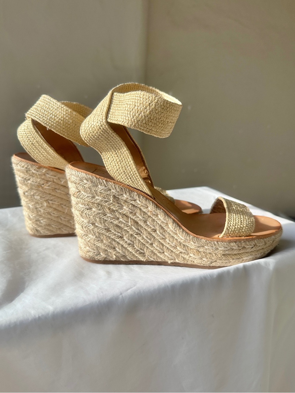 DOLCE VITA Pia Raffia Espadrille Platform Wedge Sandals Size 8